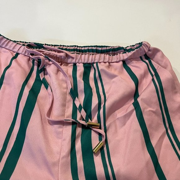 TopShop Pull On Pants Trousers Straight Leg Flare Wide Leg Pink Striped Size 2 - Picture 3 of 8